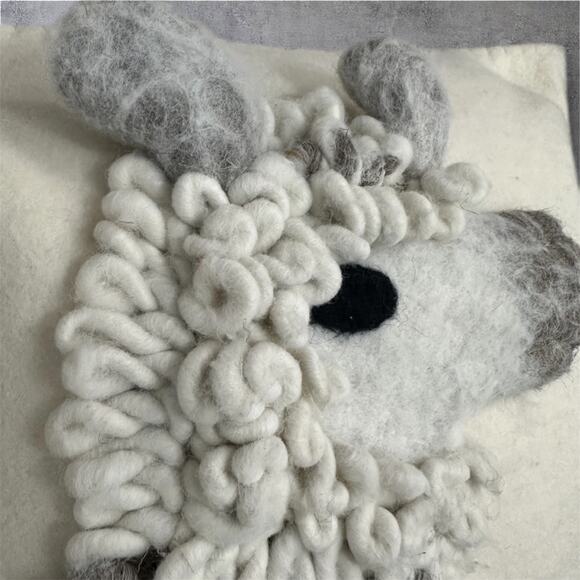 Anthropologie Throw Pillow Wool Llama Ernie & Irene Textured 3D Decorative - Picture 2 of 10